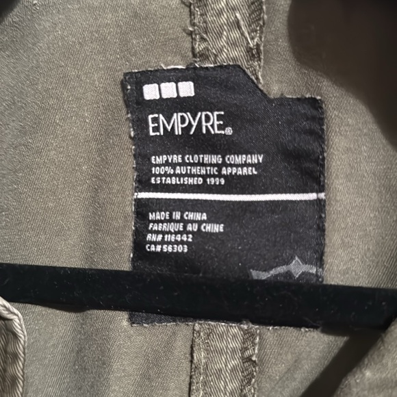 Empyre Men's Olive Green Jacket Size Large Military Style Arm Patches - Picture 2 of 4